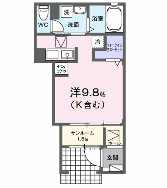 海神3丁目アパート(ワンルーム/1階)の間取り写真