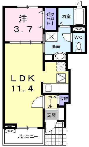 アロッジオ(1LDK/1階)の間取り写真