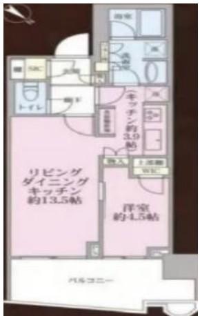 パークタワー勝どき ミッド棟(1LDK/13階)の間取り写真