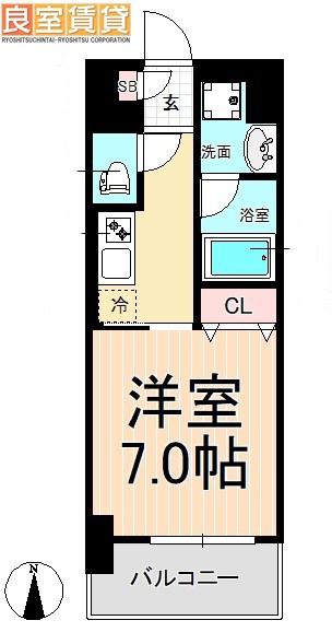 レジデンス東別院スクエアII(1K/11階)の間取り写真