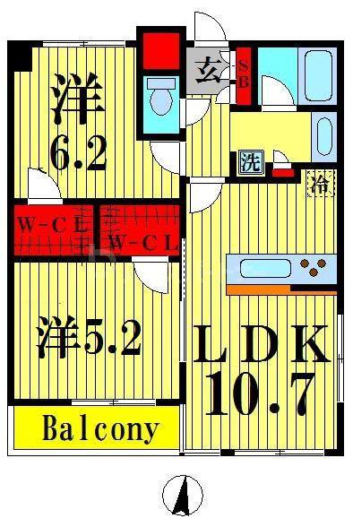 タワービュ―レジデンス吾妻橋(2LDK/9階)の間取り写真