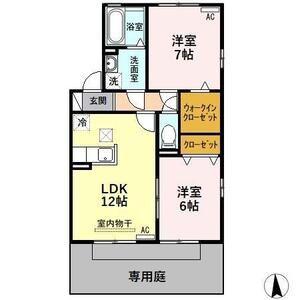 ウィルモア小野 C棟(2LDK/1階)の間取り写真