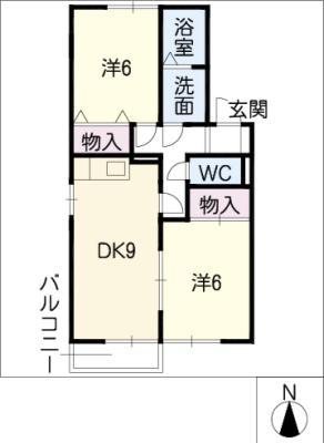サルド セジュール(2DK/2階)の間取り写真