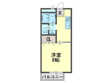 ハイネス野添II(1K/1階)の間取り写真