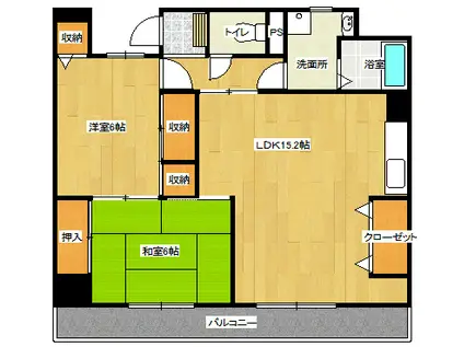 ユクホウビル Y3(2LDK/2階)の間取り写真