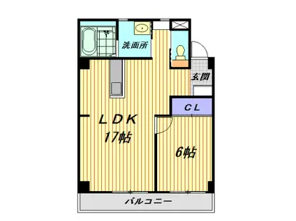 信和元町ハウス(1LDK/3階)の間取り写真