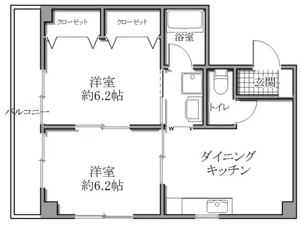 第3サニーハイツ(2DK/5階)の間取り写真