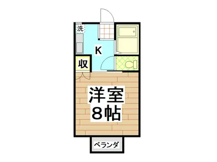 メイプルコート上長飯 B棟(1K/2階)の間取り写真