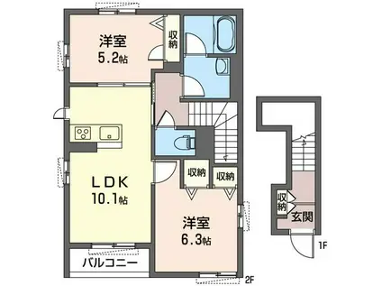 ボヌールII(2LDK/2階)の間取り写真