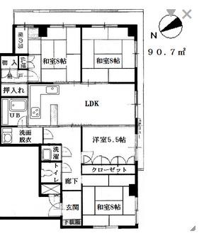 ロイヤルグレース(4LDK/3階)の間取り写真
