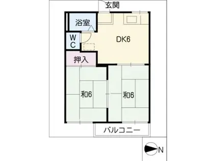 フォーブル鈴木(2DK/2階)の間取り写真
