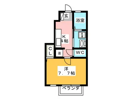 ベルフォーレ新町(1K/1階)の間取り写真