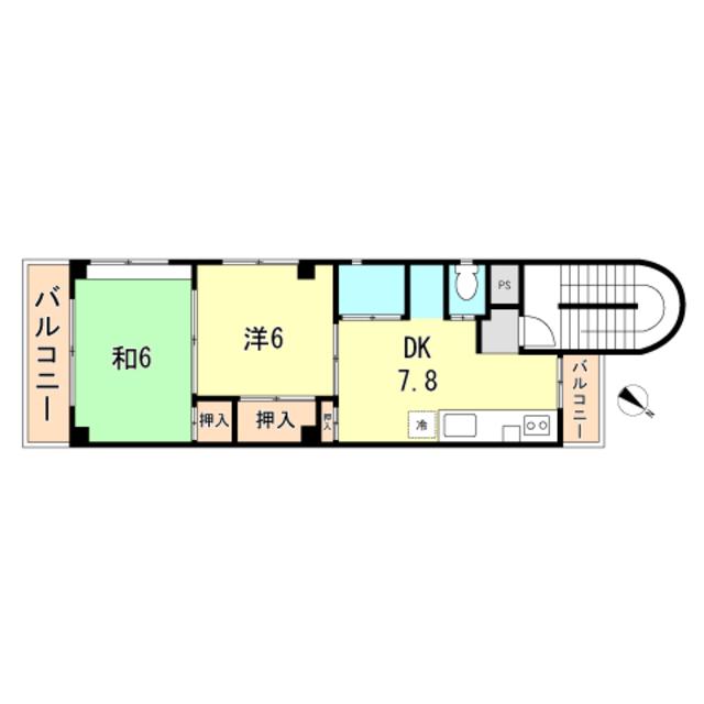 安藤マンション(2DK/2階)の間取り写真