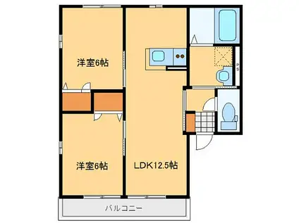 グランドゥール青山(2LDK/2階)の間取り写真