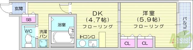 ライフピア3(1DK/2階)の間取り写真