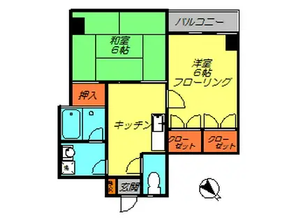 アバハウス(2K/2階)の間取り写真