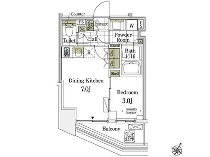 ミュプレ表参道(1DK/7階)の間取り写真
