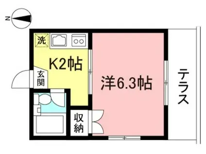 ヴィラノール小金井(1K/1階)の間取り写真