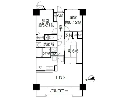 プロスペール桜城II(3LDK/3階)の間取り写真