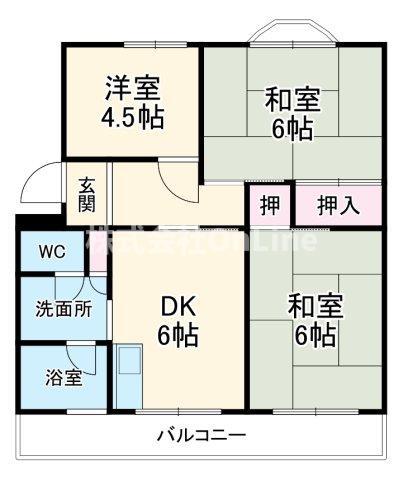 旭ハイツ(3DK/3階)の間取り写真