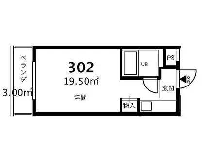グレイス昭和(ワンルーム/3階)の間取り写真