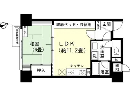 フィット・リゾートマンション・スポルシオン(1LDK/6階)の間取り写真