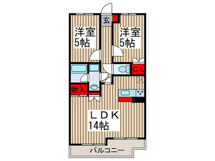 井戸木レジデンス(2LDK/3階)の間取り写真