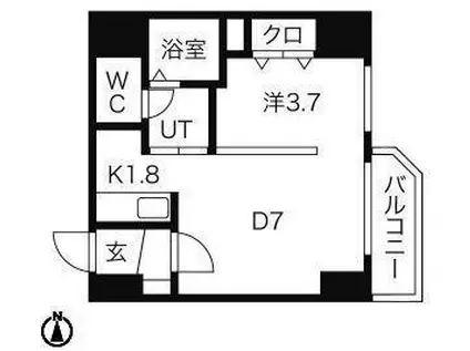 レジデンスタワー札幌(1DK/4階)の間取り写真