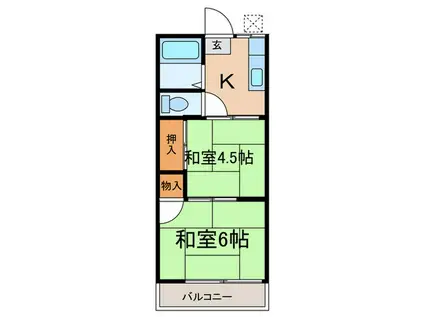 第二菱沼コーポ(2K/2階)の間取り写真