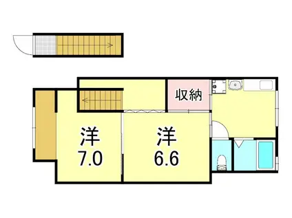 かわしまアパート(2DK/2階)の間取り写真