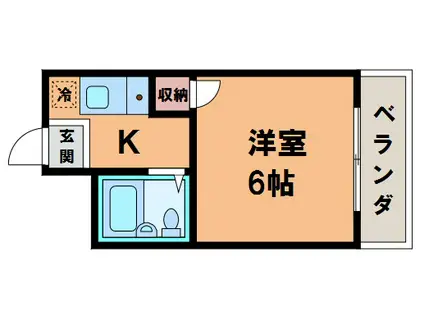 西田ハイツ天王寺(1K/6階)の間取り写真