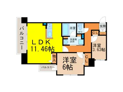 KAMIYA BLDG 東桜(2LDK/7階)の間取り写真