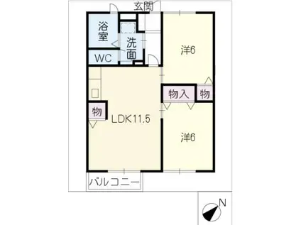メゾンファミリーユA(2LDK/1階)の間取り写真
