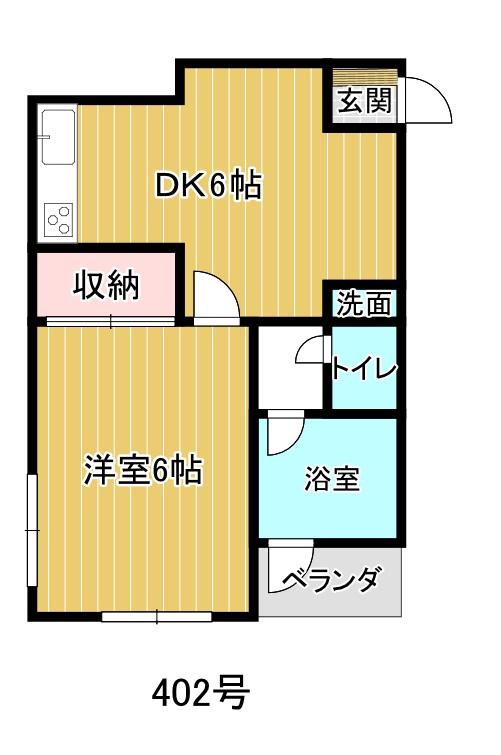 芹沢ビル(1DK/4階)の間取り写真