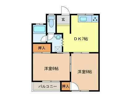 ハイツ光 Ⅱ(2DK/1階)の間取り写真