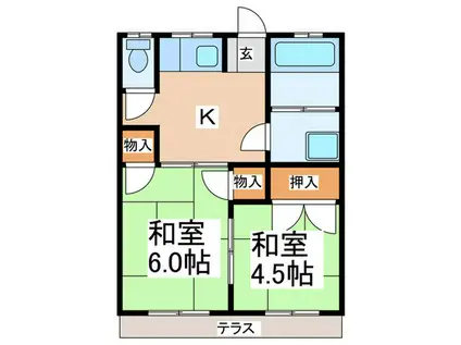 コーポつかさ(2K/2階)の間取り写真