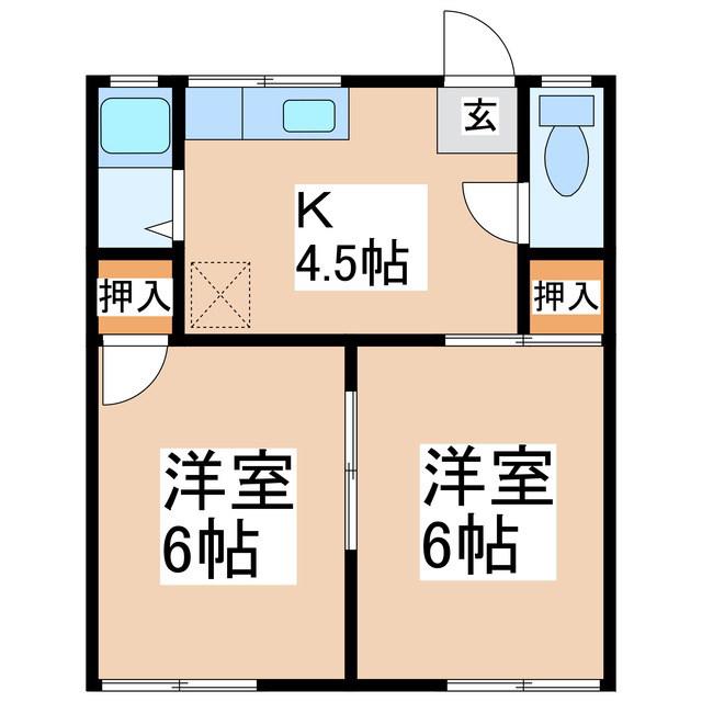 フォーブル柳屋(2K/1階)の間取り写真