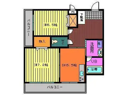 千本ウエストCORP(2DK/2階)の間取り写真