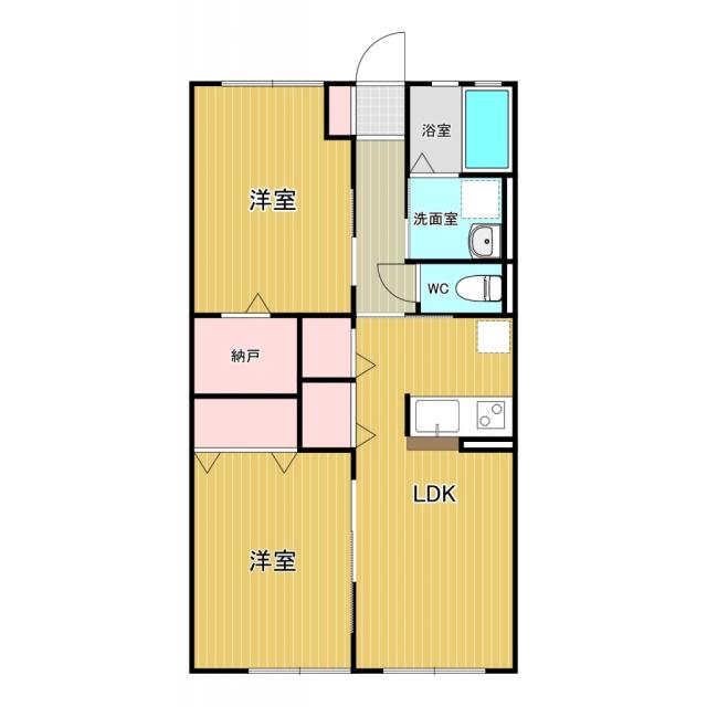 カーサグラシアII(2LDK/2階)の間取り写真