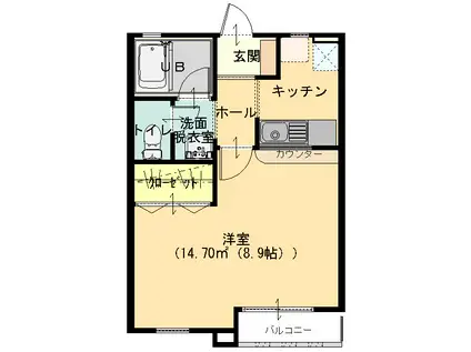 ロイヤルフラット(1K/2階)の間取り写真