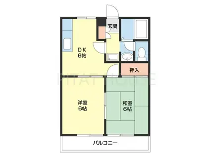 グリーンフル六十谷II(2DK/2階)の間取り写真