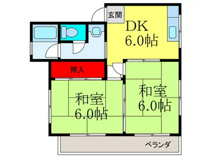 橋の内ハイツ(2DK/1階)の間取り写真
