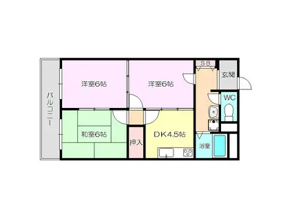 新大阪末広第一ハイツ(3DK/5階)の間取り写真