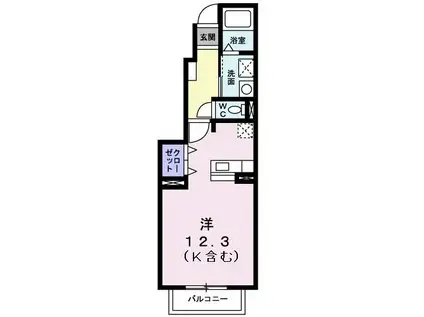 トップラインB(ワンルーム/1階)の間取り写真