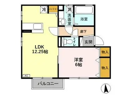 ロイヤル川木谷 C(1LDK/2階)の間取り写真