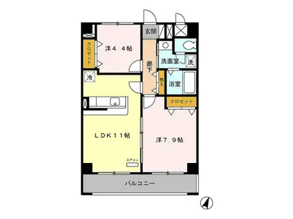 HERMELA(2LDK/3階)の間取り写真