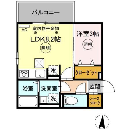 グランドステージ本町(1LDK/1階)の間取り写真