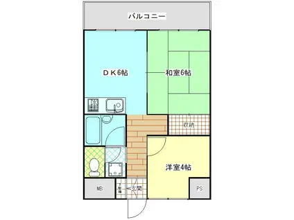 トーヨーマリンハイム(2DK/8階)の間取り写真
