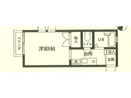 サンブランチコガネ(1K/2階)の間取り写真