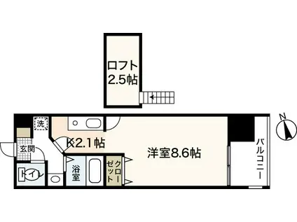 グラビスコート紙屋町(ワンルーム/2階)の間取り写真